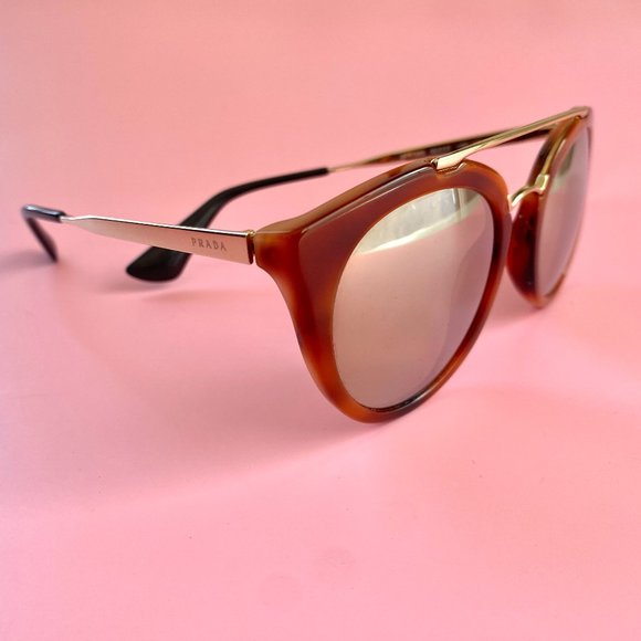 PRADA — Tortoise Shell Gold-mirrored Sunglasses - Picture 1 of 6